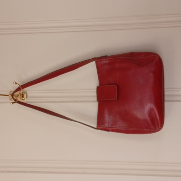 Fossil Handbags - Vintage Fossil Red Genuine Leather One Strap Shoulder Bag 10.5X9.5x4